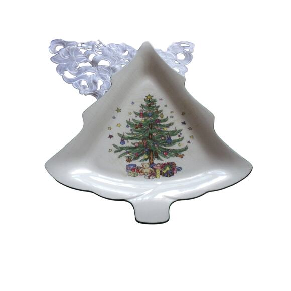 Vintage Nikko china‎ Christmas tree snack/serving plate Excellent - Picture 1 of 3